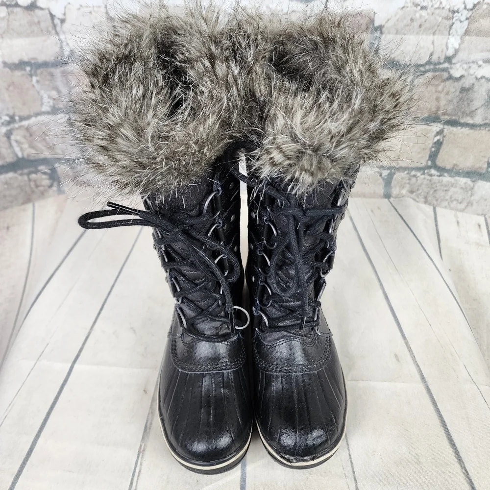 Sorel Torino  II Waterproof Winter Boot Faux Fur Cuff Lace Front Black Size 5 - Picture 12 of 16
